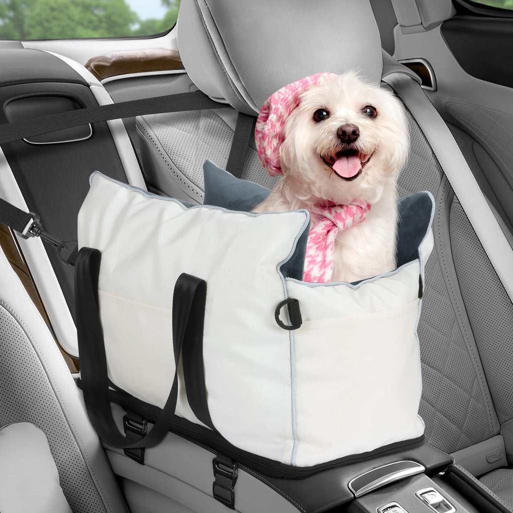 Luxury Center Console Dog Car Seat – Portable Booster Bed for Small Dogs