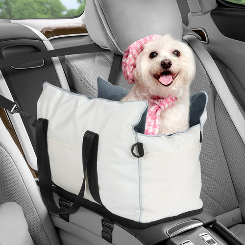 Luxury Center Console Dog Car Seat – Portable Booster Bed for Small Dogs