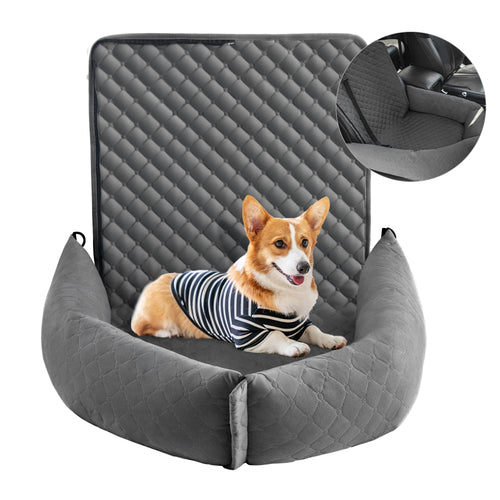 2-in-1 Waterproof Dog Car Seat Bed for Small & Medium Dogs